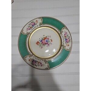 Staffordshire MYOTTS "The Bouquet" Dinner plate  10.5" Vtg Green Pink Roses